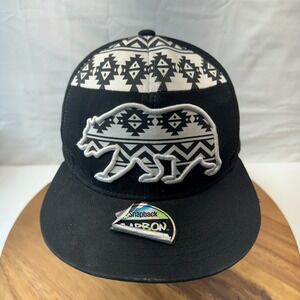Carbon Elements Cali Bear Hat Cap Black-White Adjustable Snapback Aztec‎